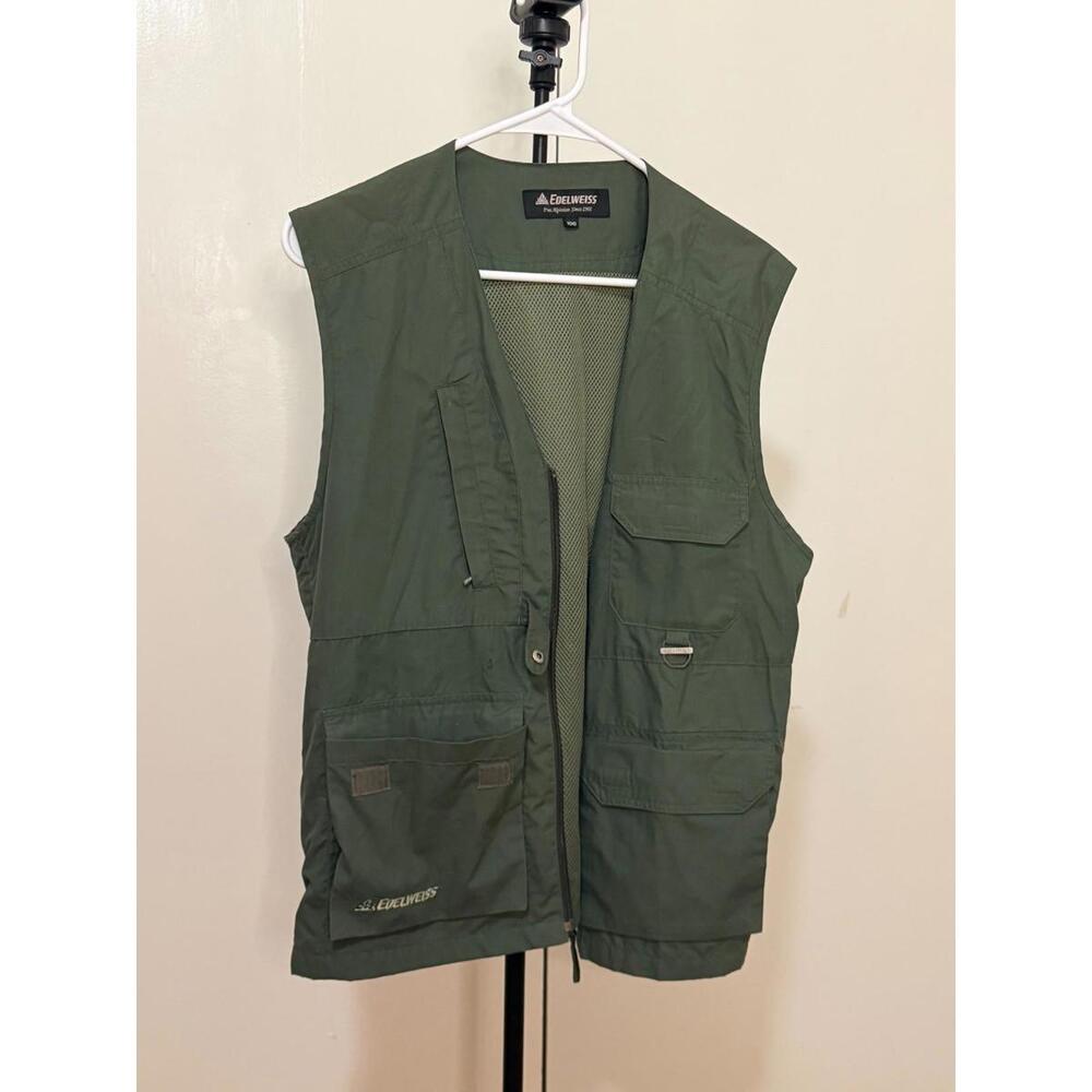 Edelweiss Green Utility Vest Men’s Outdoor Fishing Hiking Size 100